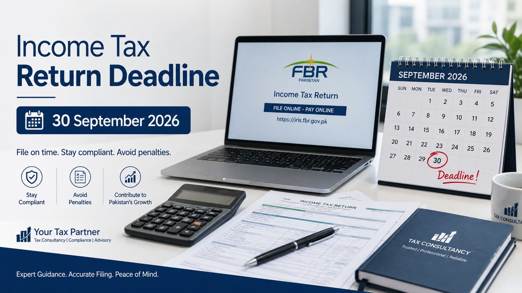 Tax return filing deadline 30 September 2026 in Pakistan