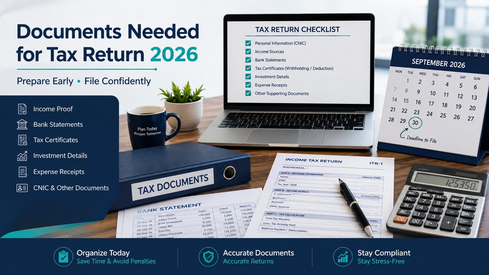Documents required for income tax return filing 2026 in Pakistan